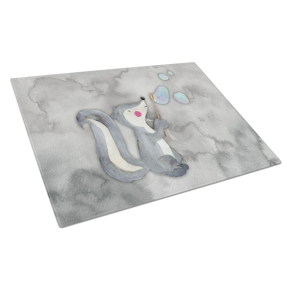 Carolines Treasures Skunk & Bubbles Watercolor Glass Cutting Board Large - BB7352LCB