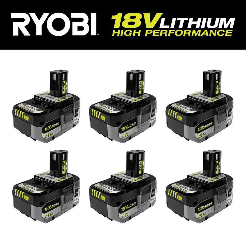 Batería RYOBI ONE+ 18V de Alto Rendimiento de Iones de Litio de 4.0 Ah (Paquete de 6) - PBP2004-3