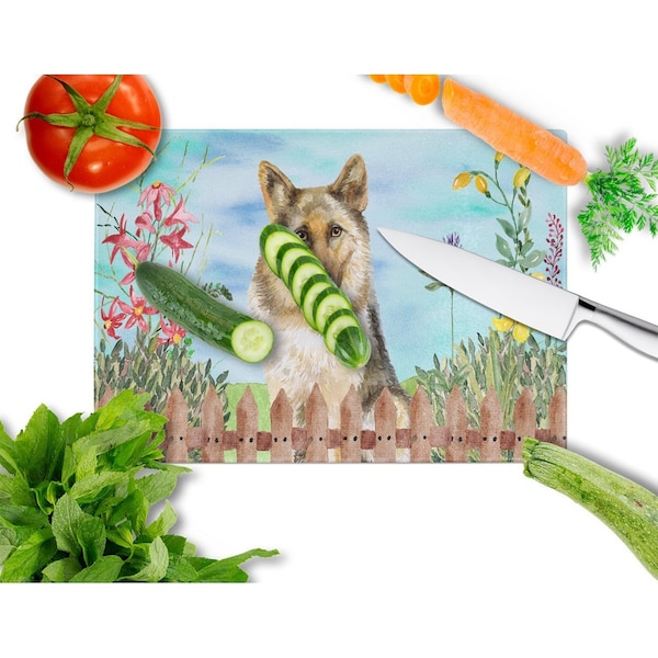 Carolines Treasures German Shepherd Spring Glass Cutting Board, Large - CK1216LCB
