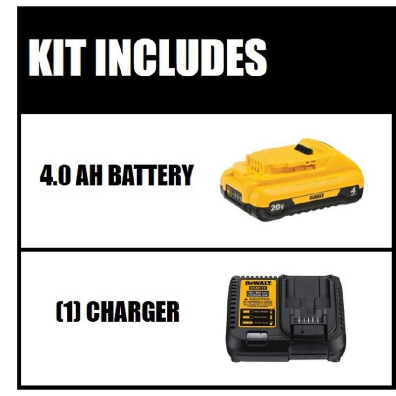 Paquete de batería de iones de litio compacta DEWALT 20V MAX de 4.0Ah con cargador de 12V a 20V MAX - DCB240C