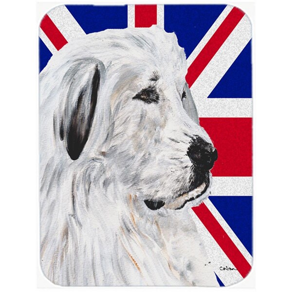 Carolines Treasures Great Pyrenees With English Union Jack British Flag Glass Cutting Board - Large - SC9873LCB