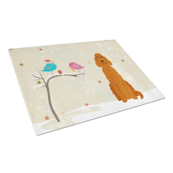 Carolines Treasures Christmas Presents Between Friends Irish Setter Glass Cutting Board, Large - BB2536LCB