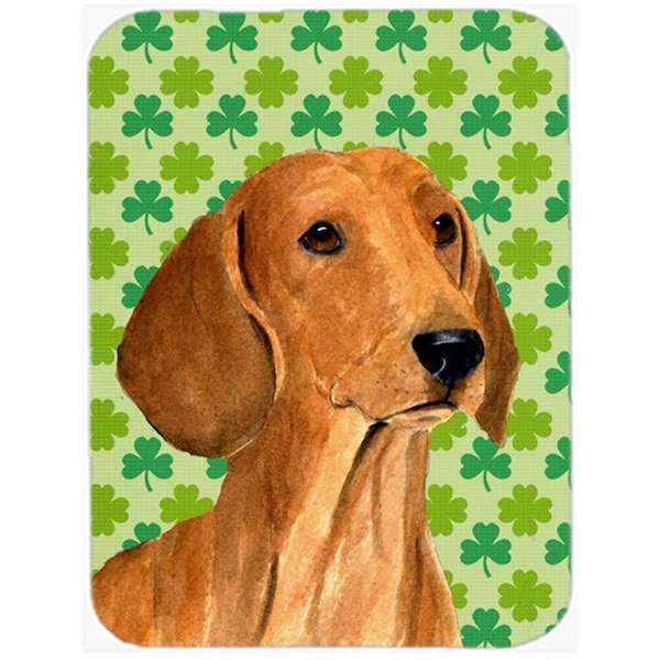 Carolines Treasures Dachshund St. Patricks Day Shamrock Portrait Glass Cutting Board- Large - SS4418LCB