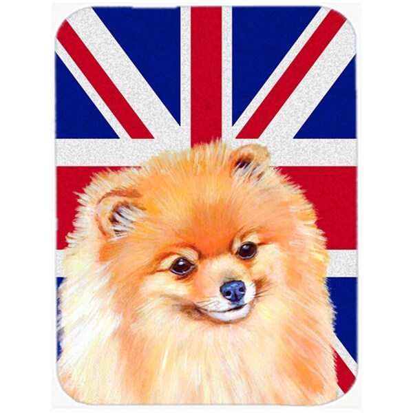 Carolines Treasures Pomeranian With English Union Jack British Flag Glass Cutting Board - Large - LH9498LCB