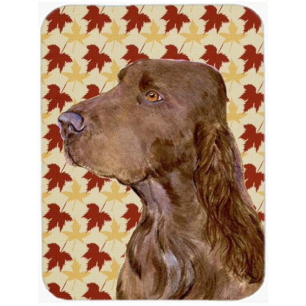 Carolines Treasures 12 x 15 in. Field Spaniel Fall Leaves Portrait Glass Cutting Board- Large - SS4331LCB