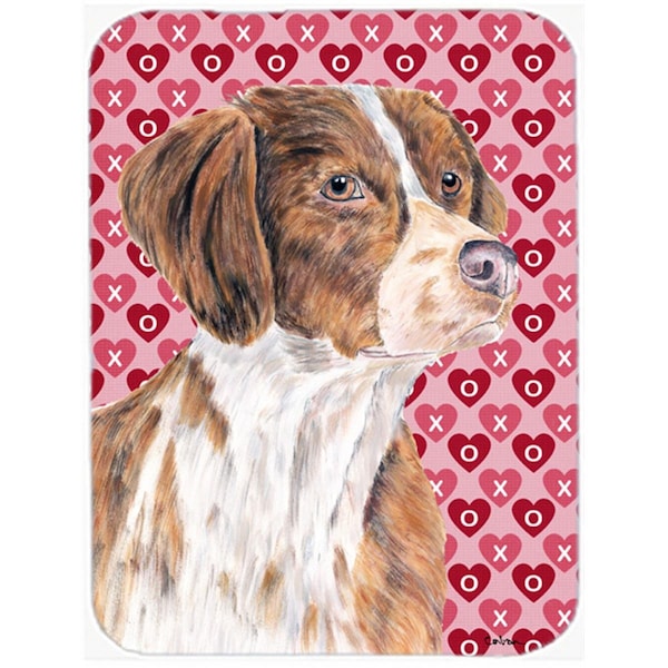 Carolines Treasures 12 x 15 in. Brittany Hearts Love and Valentines Day Portrait Glass Cutting Board- Large - SC9250LCB