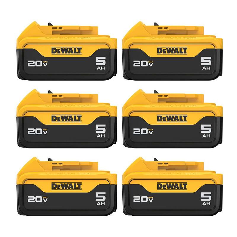 Batería de iones de litio Premium 20V MAX de DEWALT 5.0Ah (paquete de 6) - DCB205-6