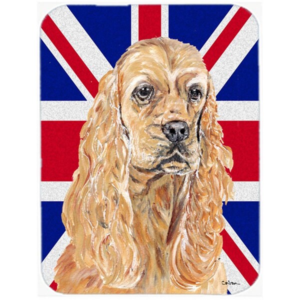 Carolines Treasures Buff Cocker Spaniel With Engish Union Jack British Flag Glass Cutting Board - Large - SC9866LCB