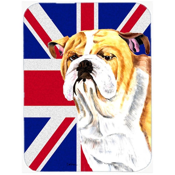 Carolines Treasures Bulldog English With English Union Jack British Flag Glass Cutting Board - Large - SC9831LCB