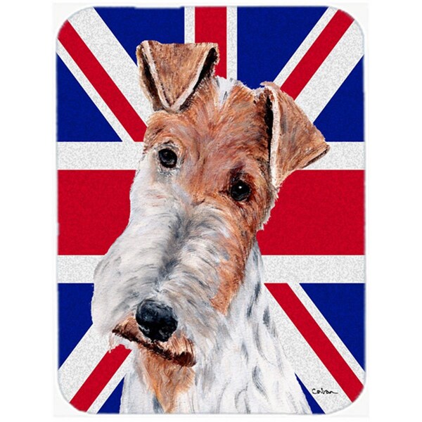 Carolines Treasures Wire Fox Terrier With English Union Jack British Flag Glass Cutting Board - Large - SC9887LCB