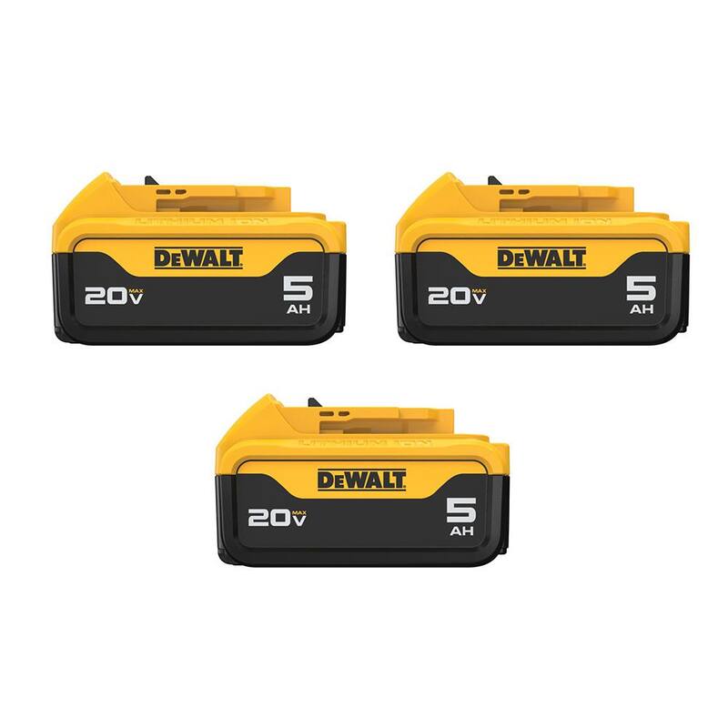 Batería de iones de litio Premium DEWALT 20V MAX de 5.0Ah (paquete de 3) - DCB205-3