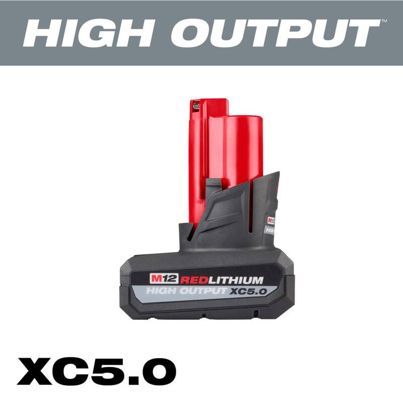 Milwaukee M12 12-Volt Lithium-Ion XC High Output 5.0 Battery Pack con 5 ruedas de corte de metal de 5 paquetes - 48-11-2450-49-94-2000