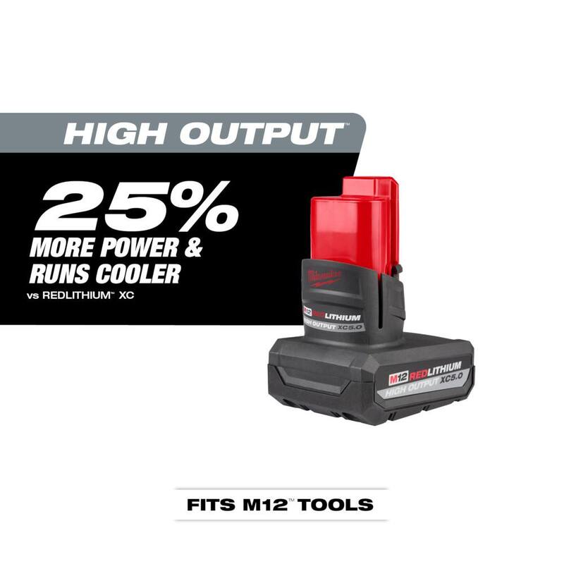 Milwaukee M12 12-Volt Lithium-Ion XC High Output 5.0 Battery Pack con 5 ruedas de corte de metal de 5 paquetes - 48-11-2450-49-94-2000