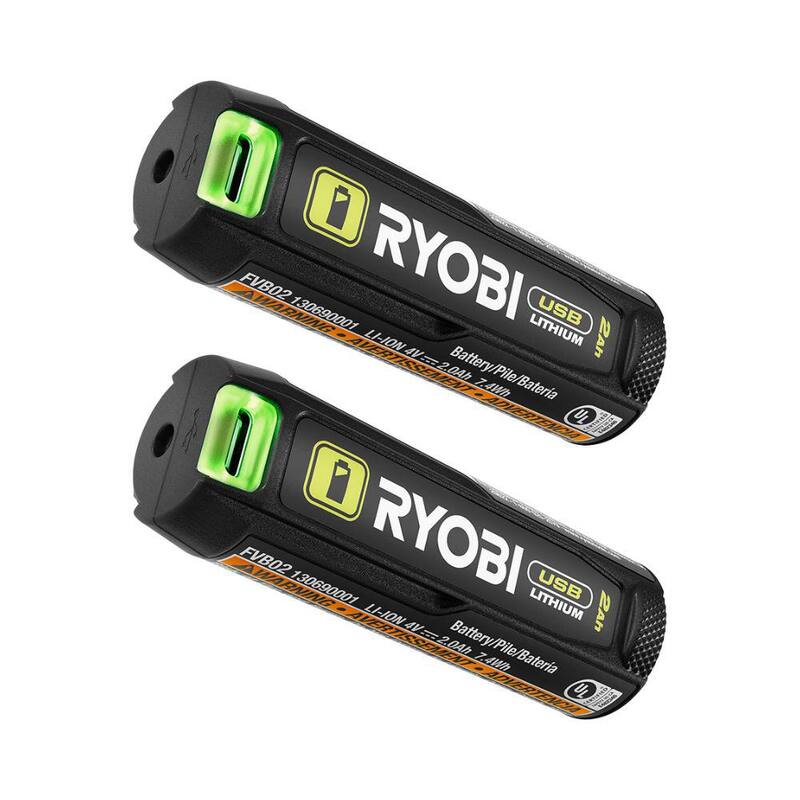 Baterías recargables de litio RYOBI USB 2.0 Ah (paquete de 2) - FVB202