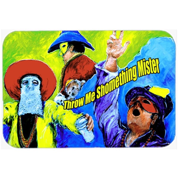 Carolines Treasures 15 x 12 in. Mardi Gras Throw me something mister Glass Cutting Board - Large - MW1108LCB