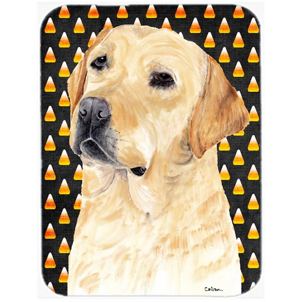 Carolines Treasures Labrador Yellow Candy Corn Halloween Portrait Glass Cutting Board- Large - SC9198LCB