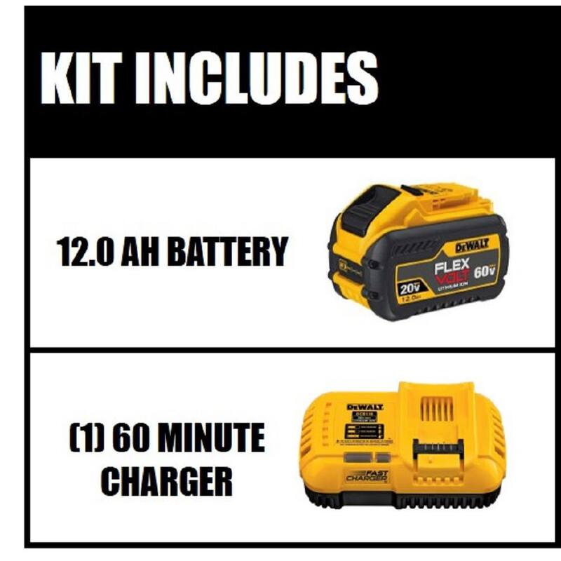 Batería DEWALT FLEXVOLT 20V/60V MAX de Iones de Litio 12.0Ah y Cargador Rápido enfriado por Ventilador - DCB612WDCB118