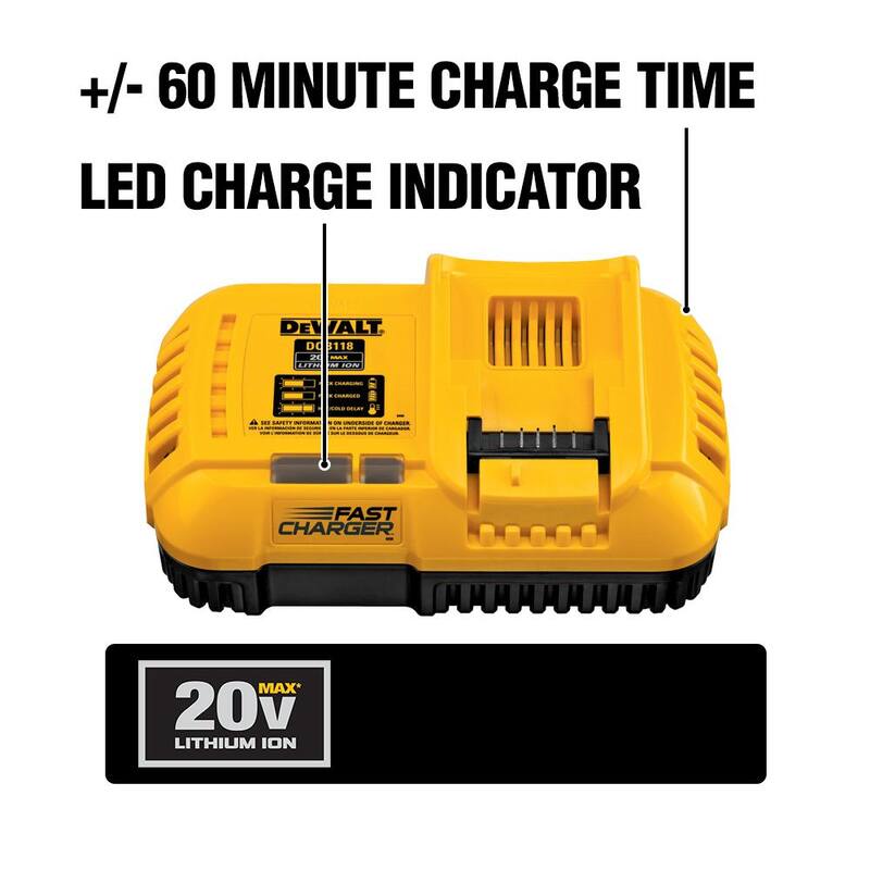Batería DEWALT FLEXVOLT 20V/60V MAX de Iones de Litio 12.0Ah y Cargador Rápido enfriado por Ventilador - DCB612WDCB118