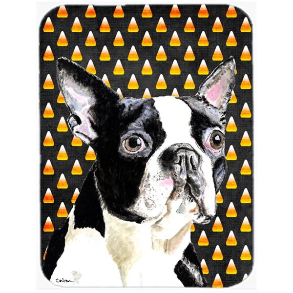 Carolines Treasures Boston Terrier Candy Corn Halloween Portrait Glass Cutting Board - Large - SC9171LCB