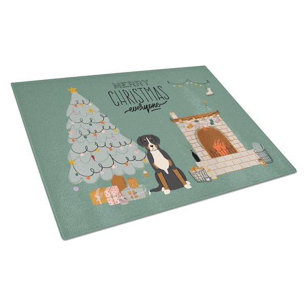 Carolines Treasures Greater Swiss Mountain Dog Christmas Everyone Glass Cutting Board - Large - CK7600LCB