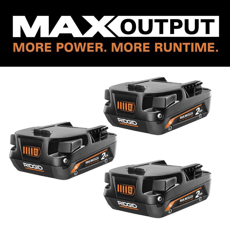 Batería de iones de litio RIDGID de salida máxima de 18V 2.0 Ah (paquete de 3) - AC840020PK3