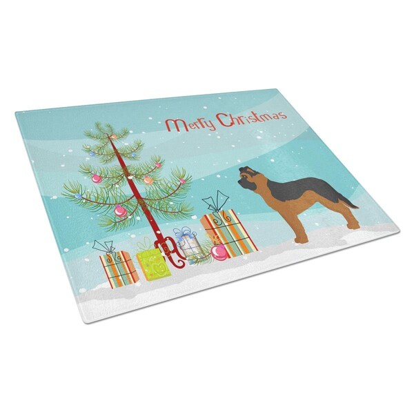 Carolines Treasures Black German Shepherd Mastiff Mix Christmas Tree Glass Cutting Board - Large - CK3833LCB