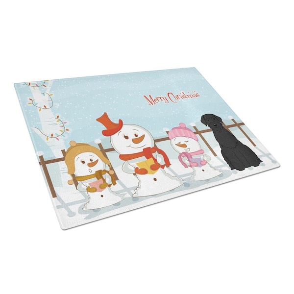 Carolines Treasures Merry Christmas Carolers Giant Schnauzer Glass Cutting Board, Large - BB2397LCB