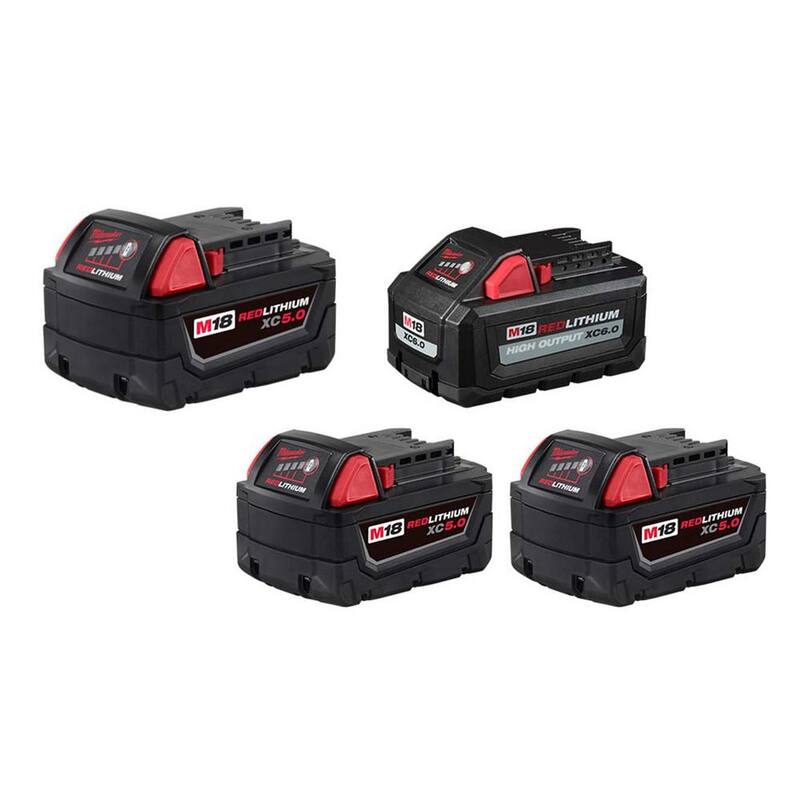 Milwaukee M18 Paquete de batería de iones de litio XC de 18 voltios y 5.0 Ah de capacidad extendida con (1) batería de alta potencia de 6.0 Ah y (2) baterías de 5.0 Ah - 48-11-1850-48-11-1856