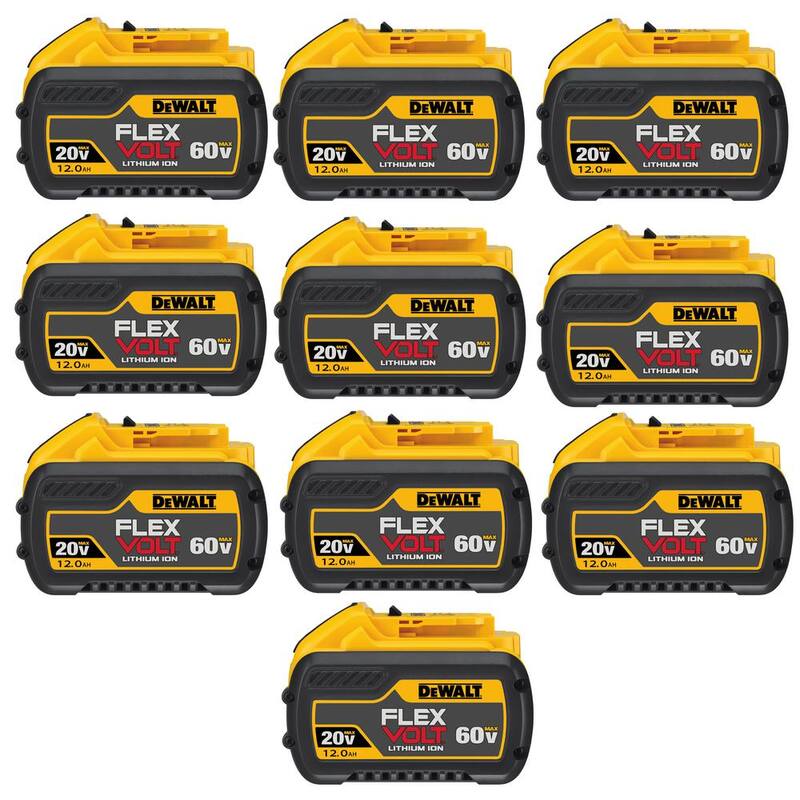 DEWALT FLEXVOLT 20V/60V MAX Batería de Ion de Litio de 12.0Ah (Paquete de 10) - DCB612-10