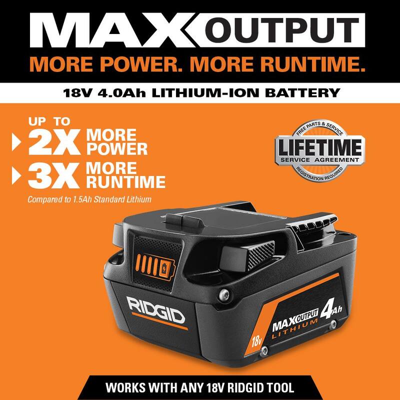 Baterías de iones de litio RIDGID 18V MAX Output 6.0 Ah, MAX Output 4.0 Ah y MAX Output 2.0 Ah con Aspiradora Manual - AC84002460SB-R8609021B