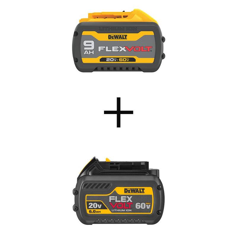Batería DEWALT de 20 voltios/60 voltios de iones de litio máximos de 9.0Ah y paquete de batería de iones de litio máximos de 20 voltios/60 voltios FLEXVOLT de 6.0Ah - DCB609WDCB606