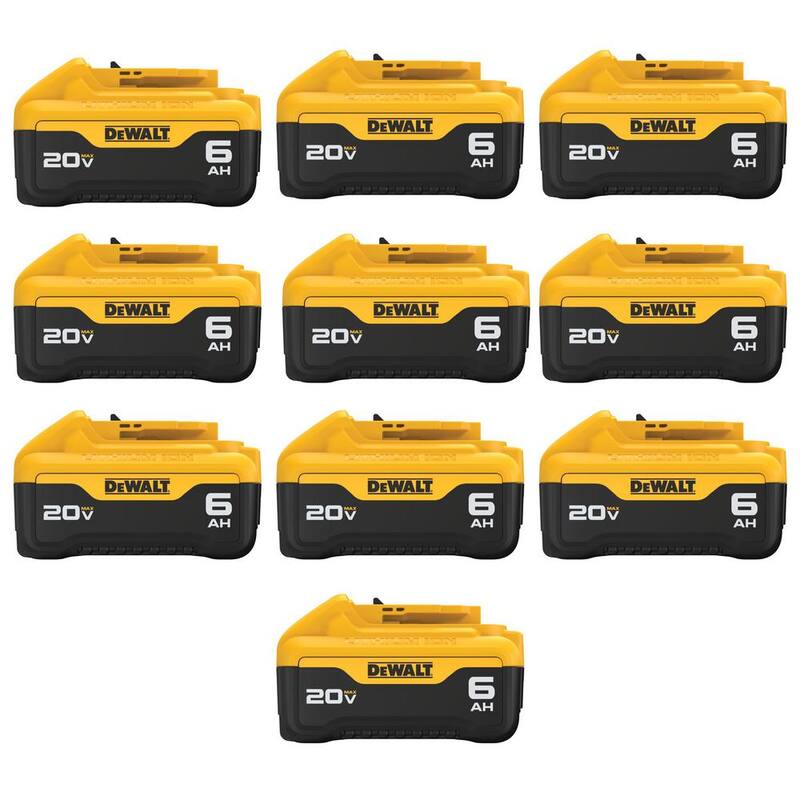 Paquete de batería de iones de litio premium DEWALT 20V MAX de 6.0Ah (paquete de 10) - DCB206-10