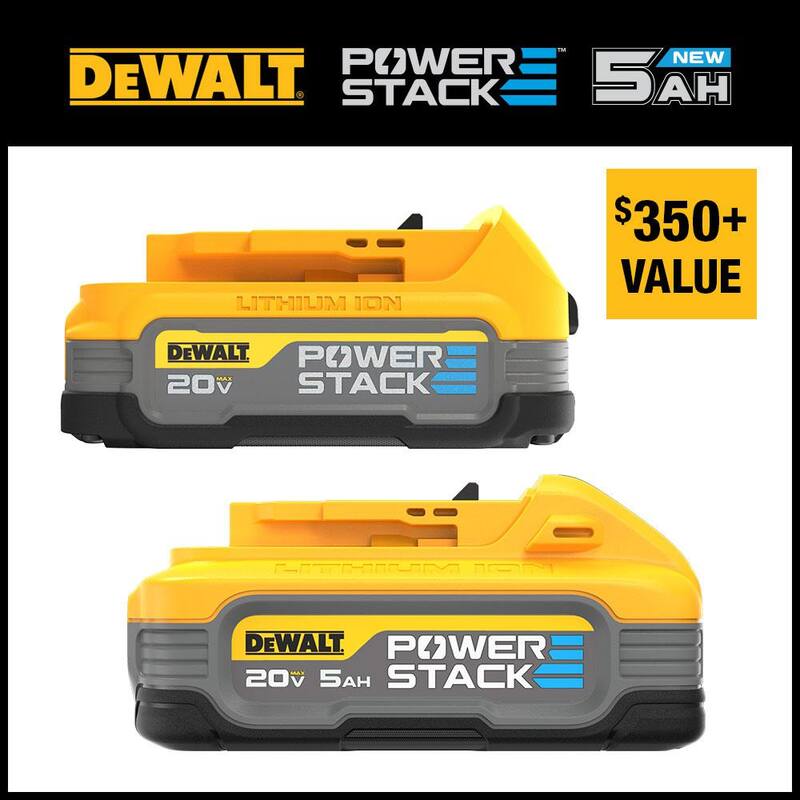 Paquetes de baterías para herramientas eléctricas DEWALT POWERSTACK de 20V 5.0Ah y 1.7Ah de iones de litio (paquete de 2) - DCBP315-2.