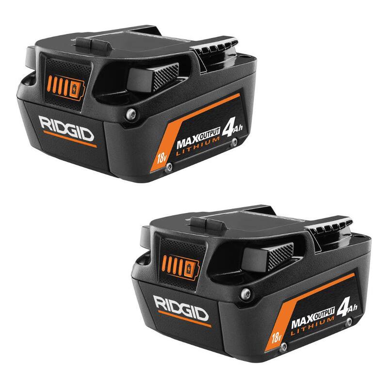 Batería de Litio-Ion 18V RIDGID MAX Output 4.0 Ah (Paquete de 2) - AC840040P