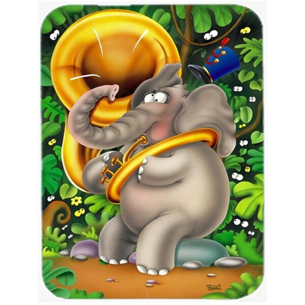 Carolines Treasures APH0248LCB Elephant Playing the Tuba Glass Cutting Board, Large - APH0248LCB
