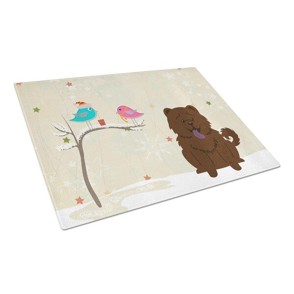 Carolines Treasures Christmas Presents Between Friends Chow Chow Chocolate Glass Cutting Board, Large - BB2613LCB