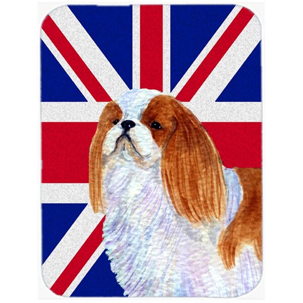 Carolines Treasures English Toy Spaniel With English Union Jack British Flag Glass Cutting Board - Large - SS4949LCB