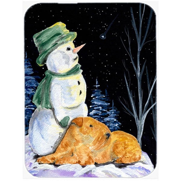 Carolines Treasures Snowman with Lakeland Terrier Glass Cutting Board - Large- 15 H x 12 L in. - SS8555LCB