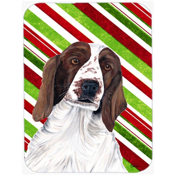 Carolines Treasures 15 x 12 in. Welsh Springer Spaniel Candy Cane Holiday Christmas Glass Cutting Board - Large - SC9340LCB
