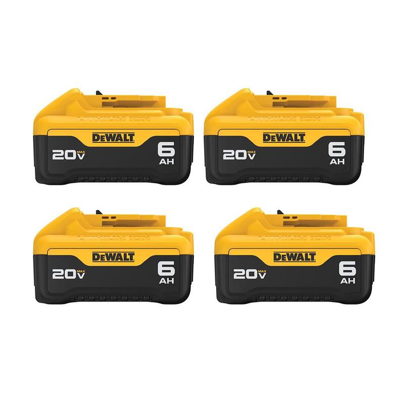 Batería DEWALT 20V MAX de iones de litio Premium de 6.0Ah (paquete de 4) - DCB206-4