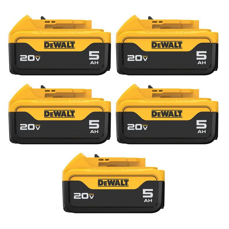 Batería DEWALT 20V MAX Premium de Litio-Ion 5.0Ah (Paquete de 5) - DCB205-5