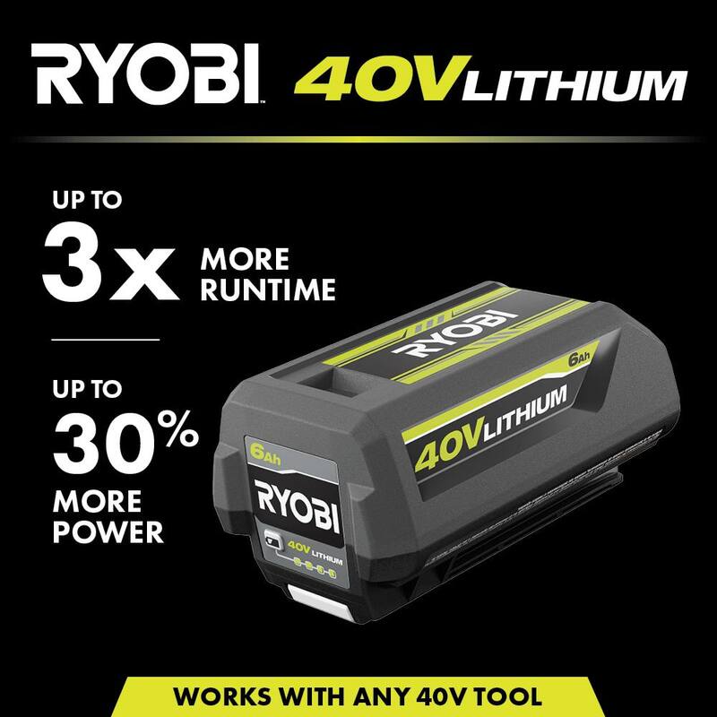 Batería de alta capacidad de iones de litio de 40V y 6.0 Ah y kit de cargador rápido - OP40602-06