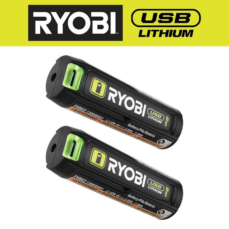 Batería Recargable de Litio RYOBI USB 2.0 Ah (Paquete de 2) - FVB02-2