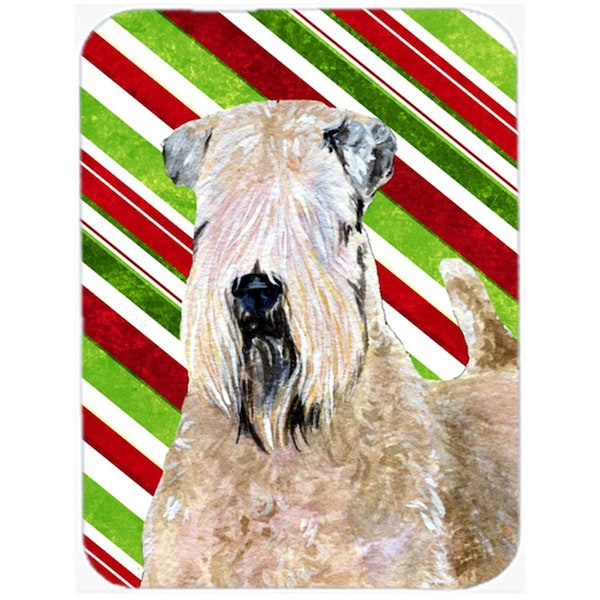 Carolines Treasures Wheaten Terrier Soft Coated Candy Cane Christmas Glass Cutting Board - Large - SS4562LCB