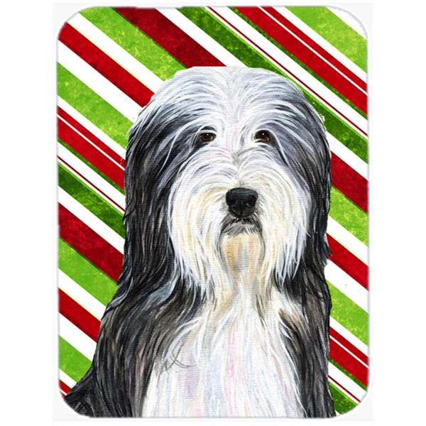Carolines Treasures Bearded Collie Candy Cane Holiday Christmas Glass Cutting Board - Large - SS4566LCB