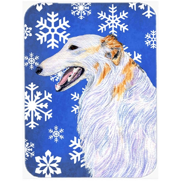 Carolines Treasures SS4613LCB Borzoi Winter Snowflakes Holiday Glass Cutting Board - Large - SS4613LCB