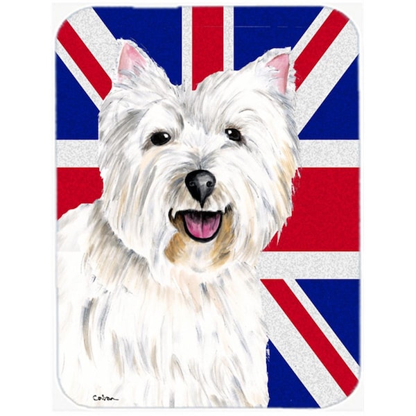 Carolines Treasures Westie With English Union Jack British Flag Glass Cutting Board - Large - SC9827LCB