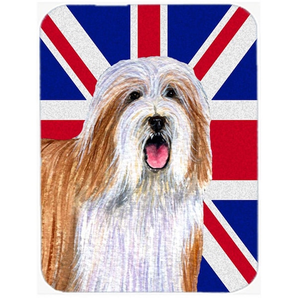 Carolines Treasures Bearded Collie With English Union Jack British Flag Glass Cutting Board - Large - LH9482LCB