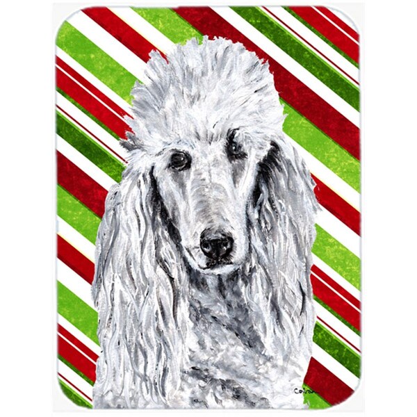 Carolines Treasures White Standard Poodle Large Size Candy Cane Christmas Glass Cutting Board - SC9799LCB