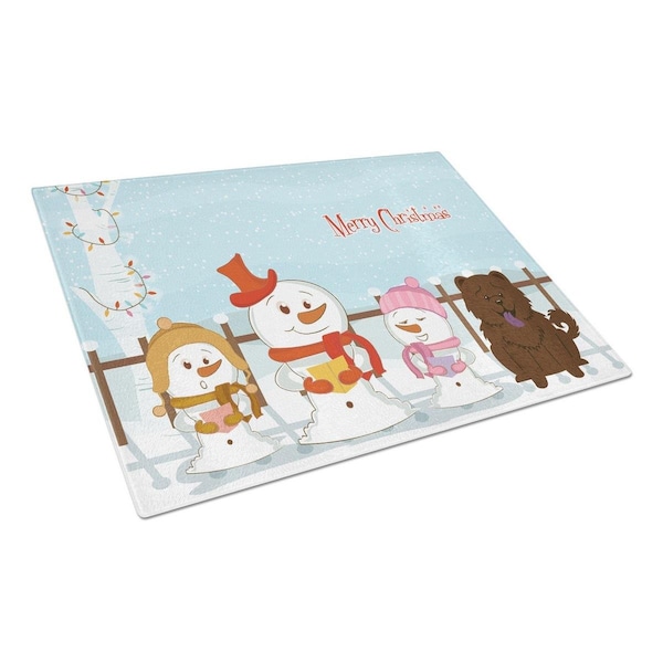 Carolines Treasures Merry Christmas Carolers Chow Chow Chocolate Glass Cutting Board, Large - BB2472LCB